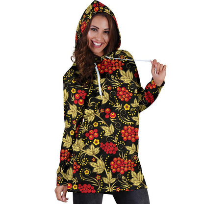 Cranberry Pattern Print Design CB02 Women Hoodie Dress