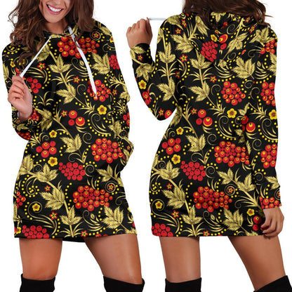 Cranberry Pattern Print Design CB02 Women Hoodie Dress