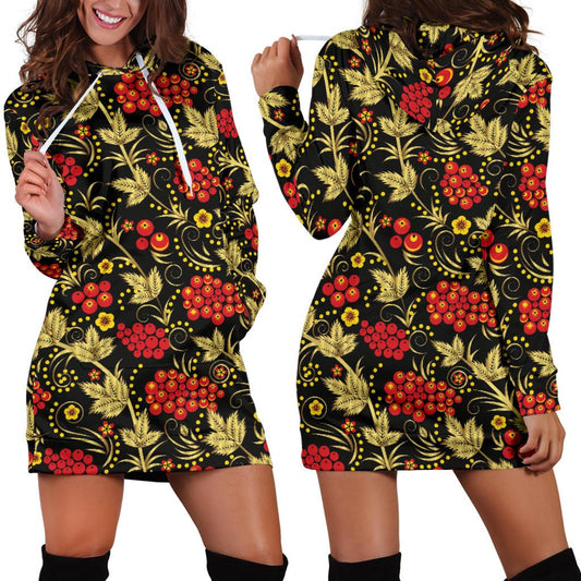 Cranberry Pattern Print Design CB02 Women Hoodie Dress