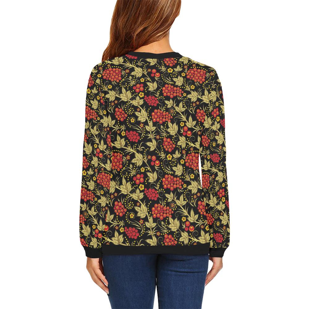 Cranberry Pattern Print Design CB02 Women Long Sleeve Sweatshirt-JorJune