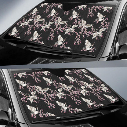 Crane Pattern Print Design 01 Car Sun Shade-JORJUNE.COM