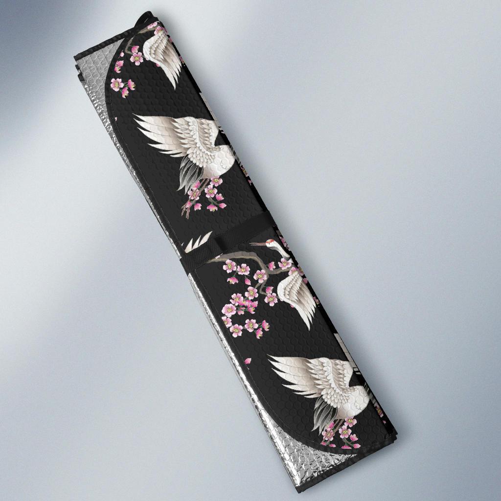 Crane Pattern Print Design 01 Car Sun Shade-JORJUNE.COM