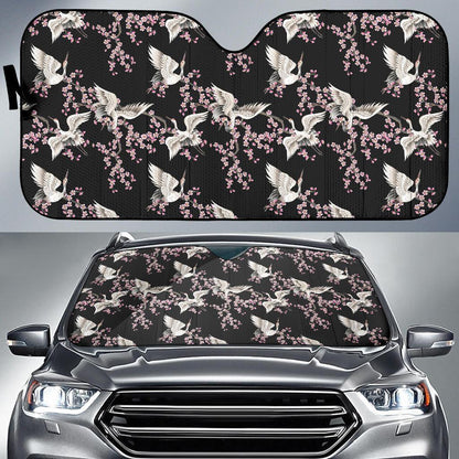 Crane Pattern Print Design 01 Car Sun Shade-JORJUNE.COM
