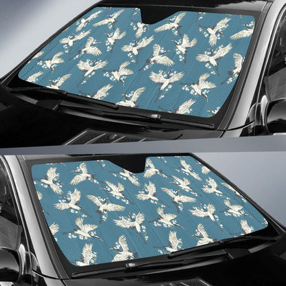 Crane Pattern Print Design 02 Car Sun Shade-JORJUNE.COM