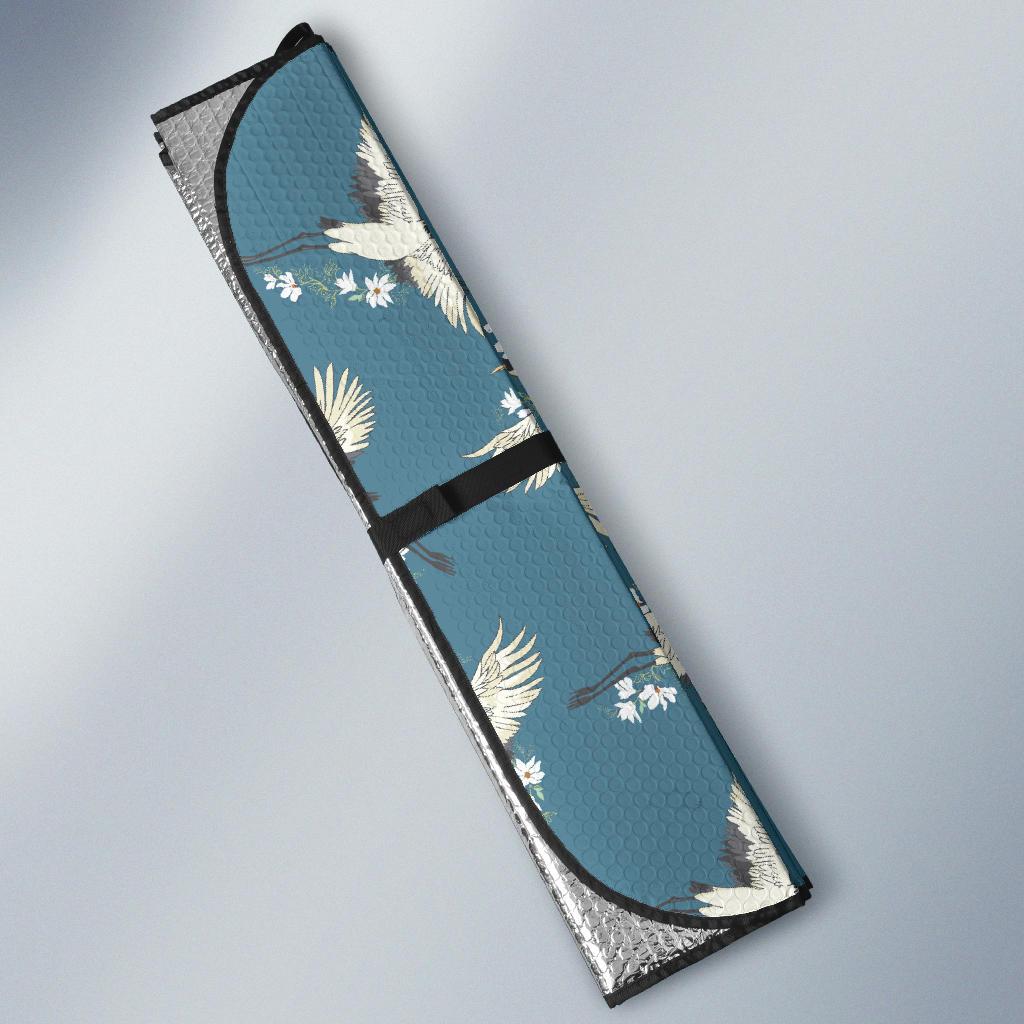Crane Pattern Print Design 02 Car Sun Shade-JORJUNE.COM