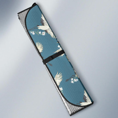 Crane Pattern Print Design 02 Car Sun Shade-JORJUNE.COM