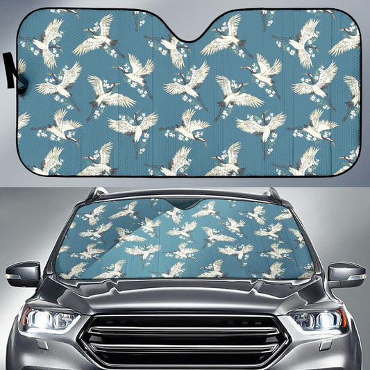 Crane Pattern Print Design 02 Car Sun Shade-JORJUNE.COM