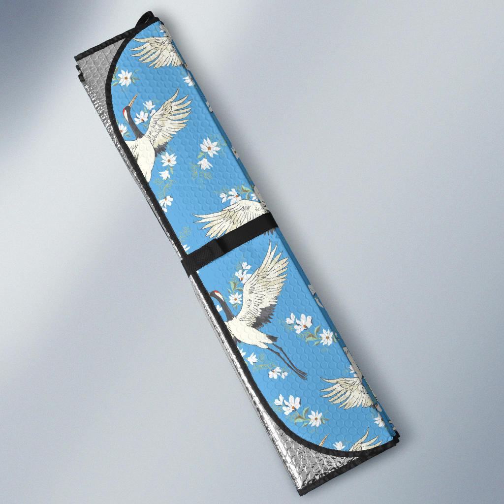 Crane Pattern Print Design 03 Car Sun Shade-JORJUNE.COM