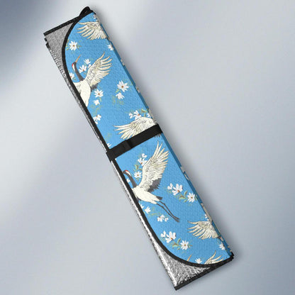 Crane Pattern Print Design 03 Car Sun Shade-JORJUNE.COM