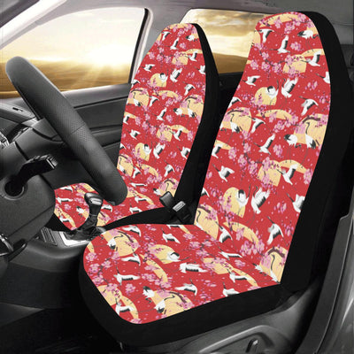 Crane Pattern Print Design 04 Car Seat Covers (Set of 2)-JORJUNE.COM