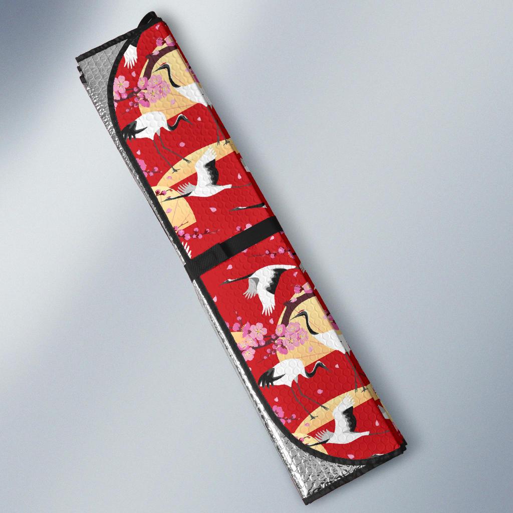 Crane Pattern Print Design 04 Car Sun Shade-JORJUNE.COM