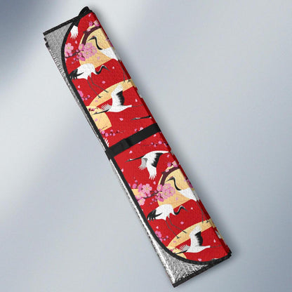 Crane Pattern Print Design 04 Car Sun Shade-JORJUNE.COM