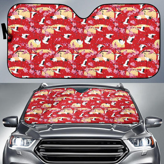 Crane Pattern Print Design 04 Car Sun Shade-JORJUNE.COM