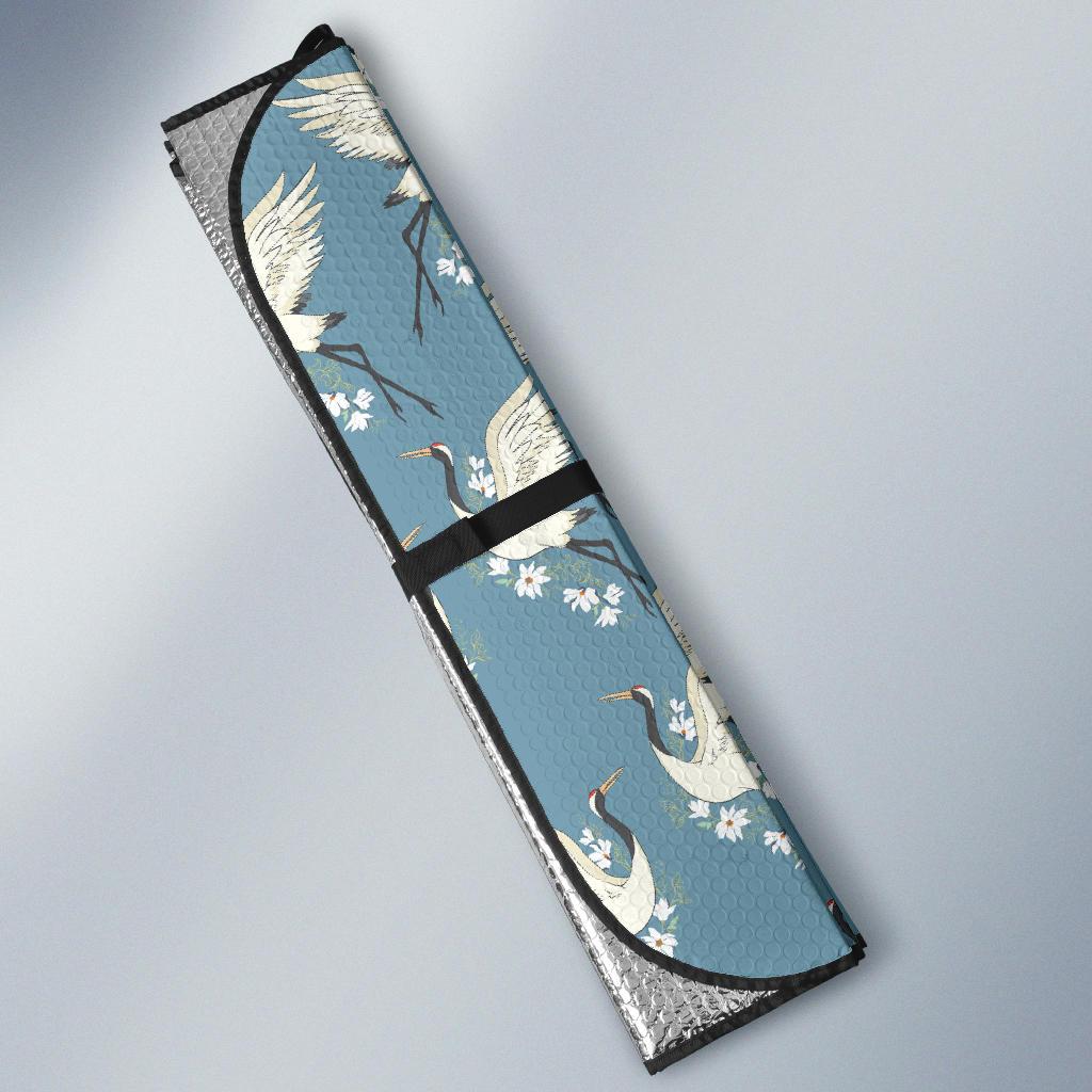 Crane Pattern Print Design 05 Car Sun Shade-JORJUNE.COM