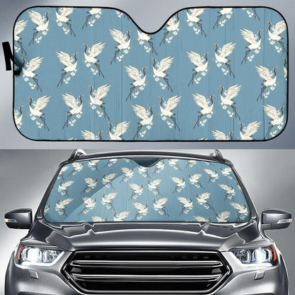Crane Pattern Print Design 05 Car Sun Shade-JORJUNE.COM