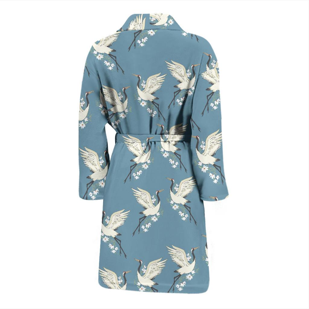 Crane Pattern Print Design 05 Men Bathrobe-JORJUNE.COM