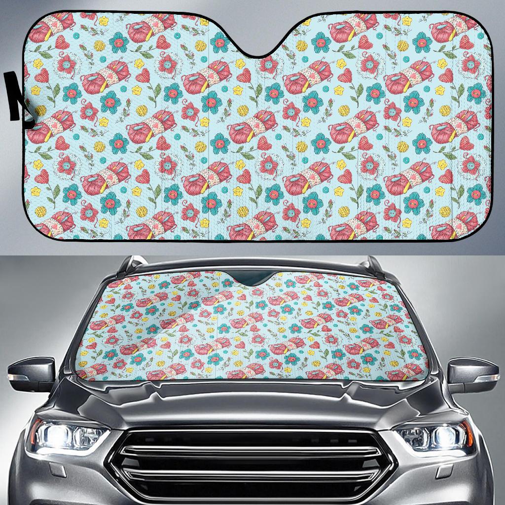 Crochet Pattern Print Design 01 Car Sun Shade-JORJUNE.COM