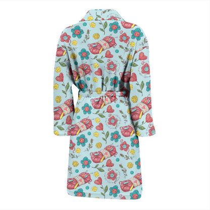 Crochet Pattern Print Design 01 Men Bathrobe-JORJUNE.COM