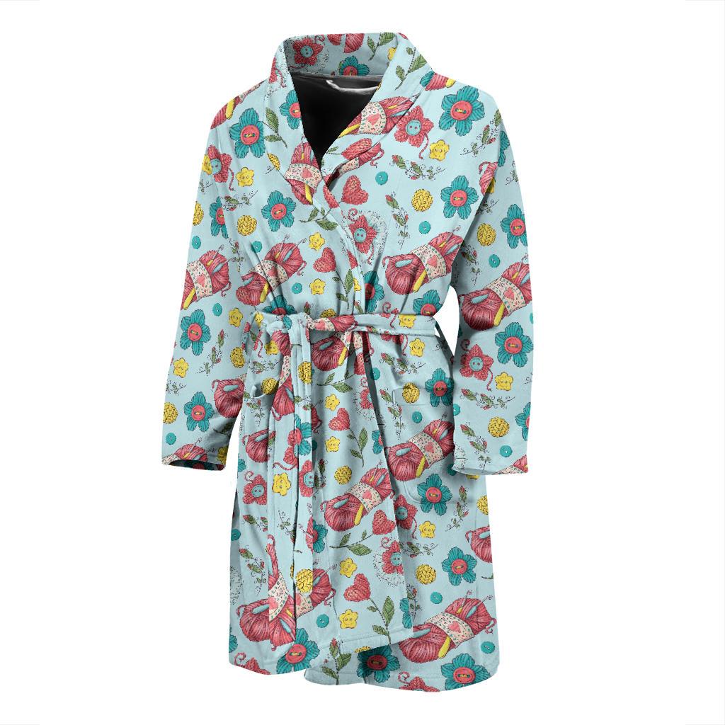 Crochet Pattern Print Design 01 Men Bathrobe-JORJUNE.COM