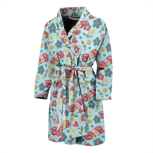 Crochet Pattern Print Design 01 Men Bathrobe-JORJUNE.COM