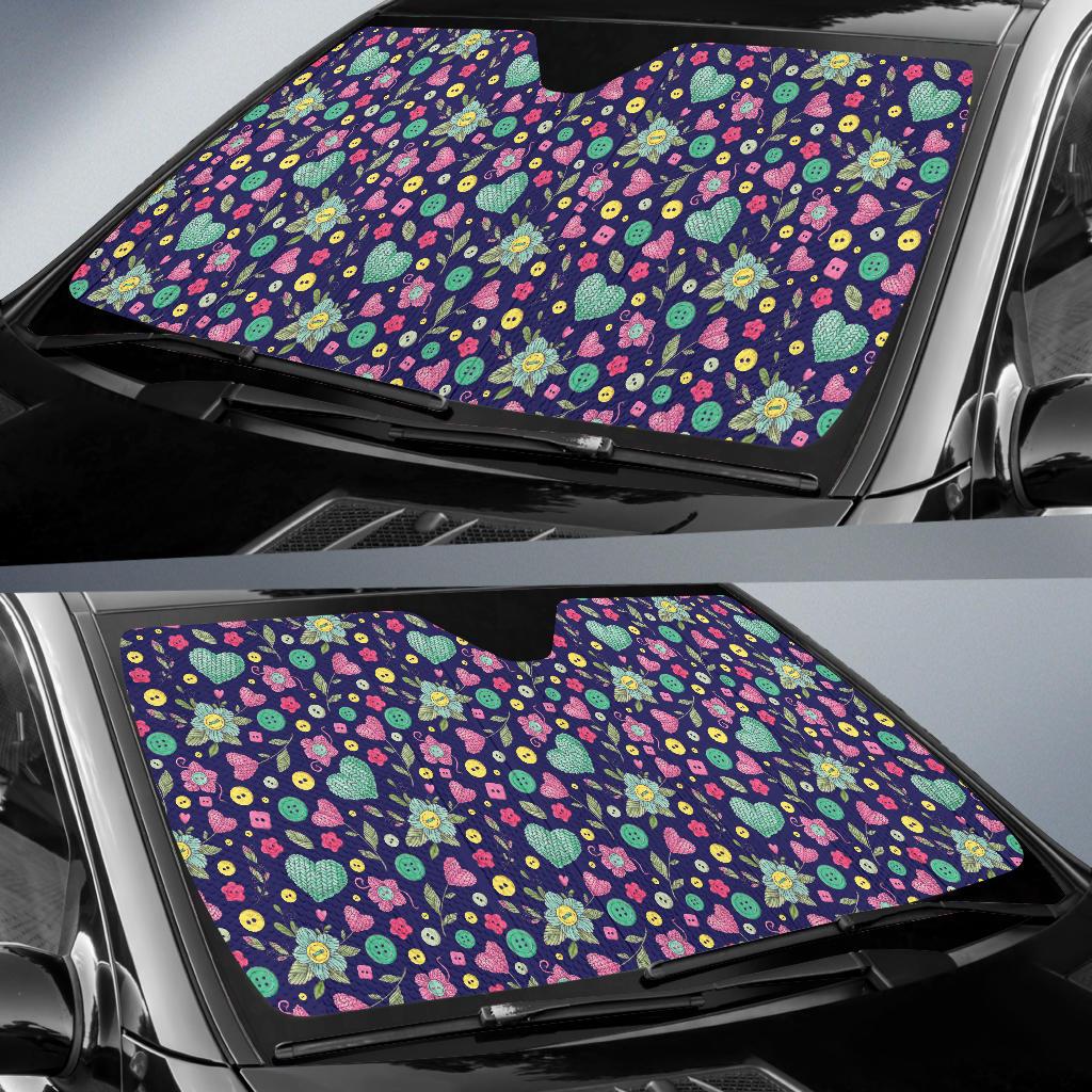 Crochet Pattern Print Design 02 Car Sun Shade-JORJUNE.COM