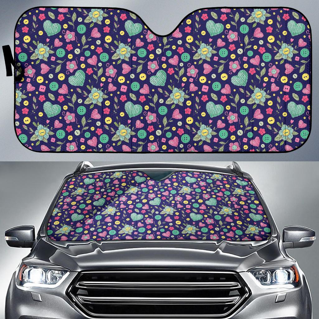 Crochet Pattern Print Design 02 Car Sun Shade-JORJUNE.COM