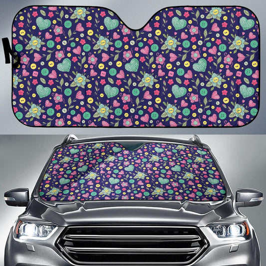 Crochet Pattern Print Design 02 Car Sun Shade-JORJUNE.COM