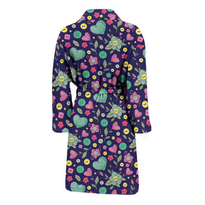 Crochet Pattern Print Design 02 Men Bathrobe-JORJUNE.COM