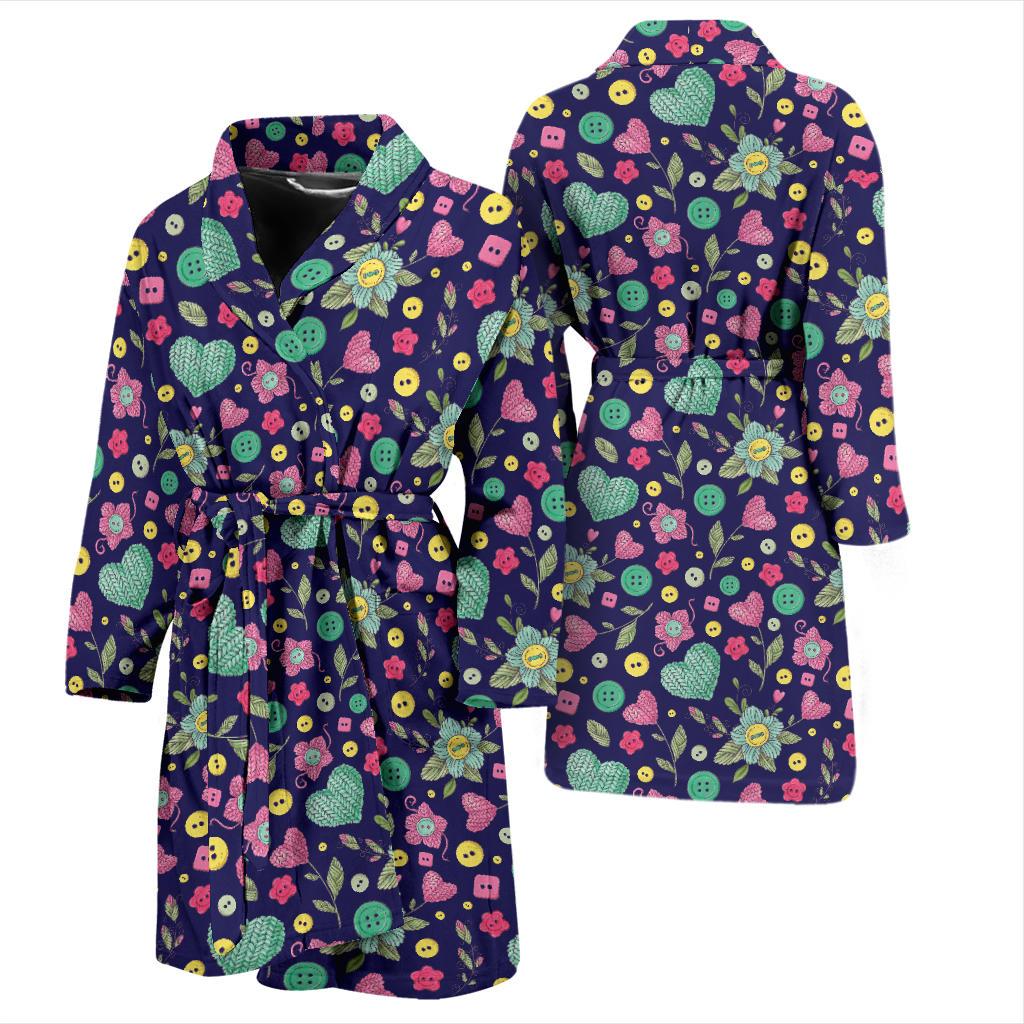 Crochet Pattern Print Design 02 Men Bathrobe-JORJUNE.COM