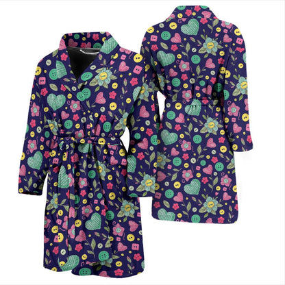 Crochet Pattern Print Design 02 Men Bathrobe-JORJUNE.COM