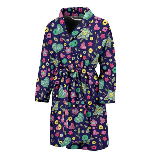 Crochet Pattern Print Design 02 Men Bathrobe-JORJUNE.COM