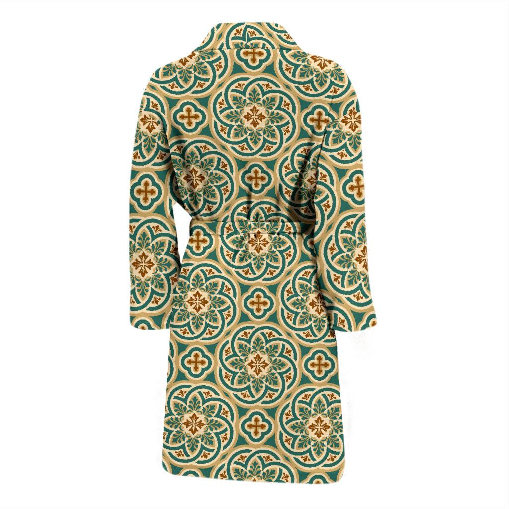 Cross Pattern Print Design 01 Men Bathrobe-JORJUNE.COM