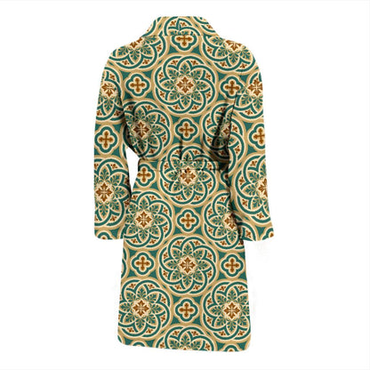 Cross Pattern Print Design 01 Men Bathrobe-JORJUNE.COM