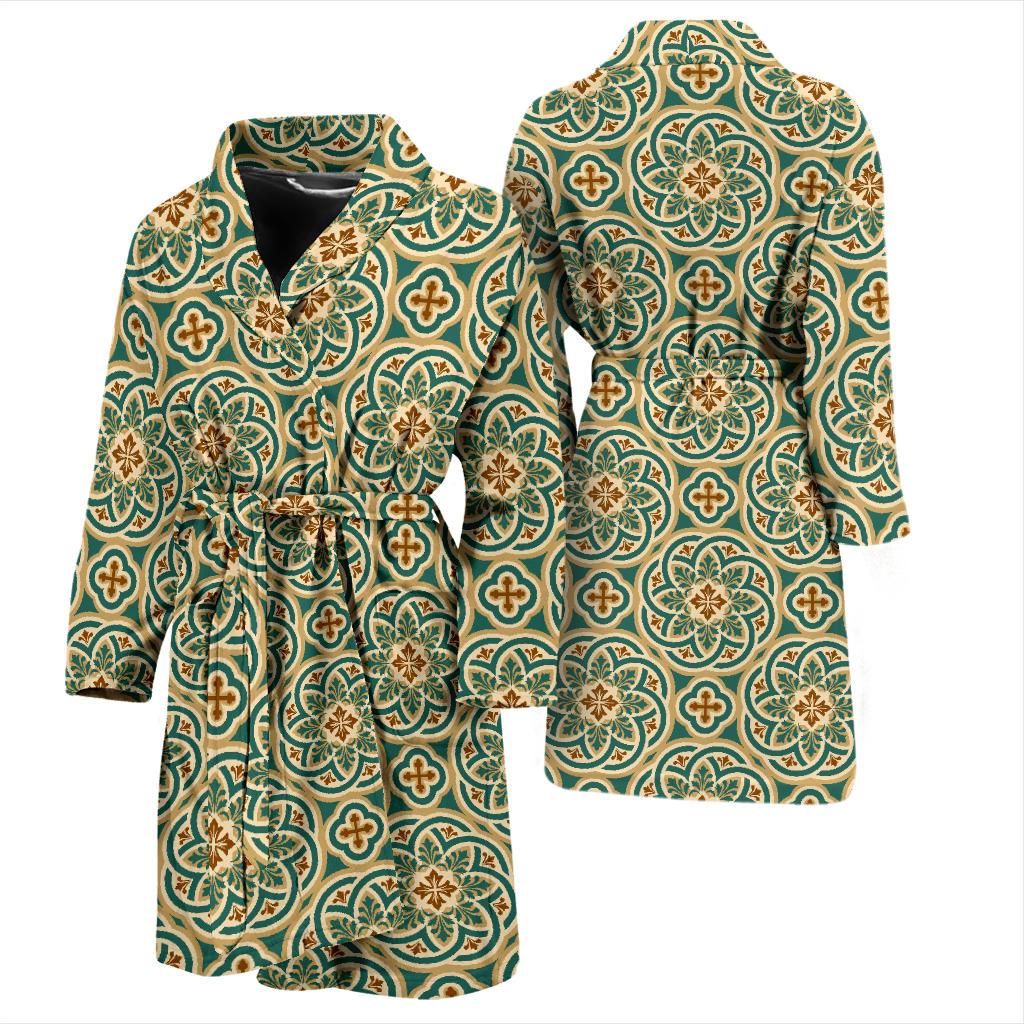 Cross Pattern Print Design 01 Men Bathrobe-JORJUNE.COM