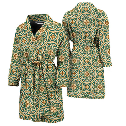 Cross Pattern Print Design 01 Men Bathrobe-JORJUNE.COM