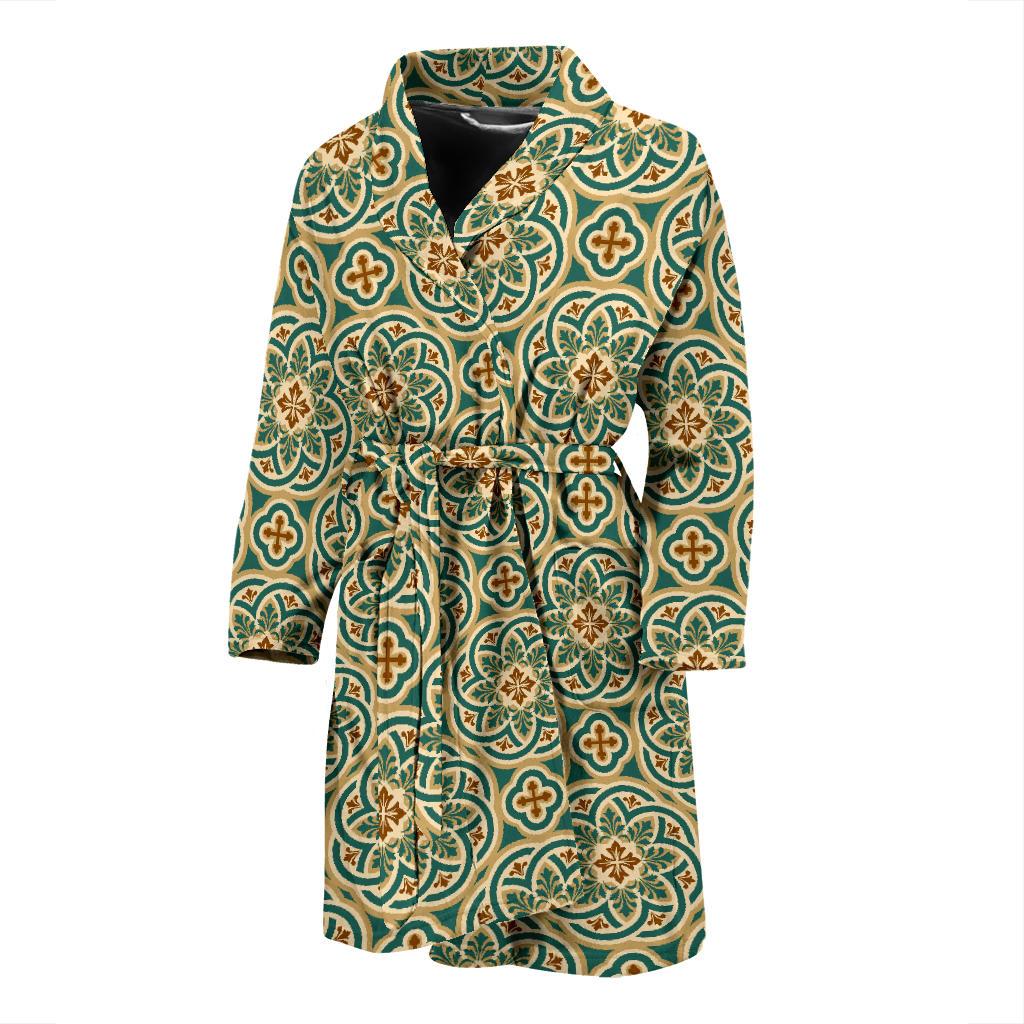 Cross Pattern Print Design 01 Men Bathrobe-JORJUNE.COM
