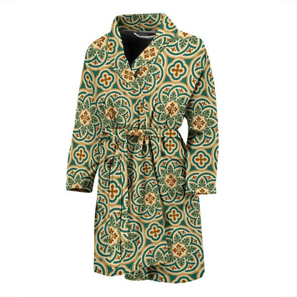 Cross Pattern Print Design 01 Men Bathrobe-JORJUNE.COM