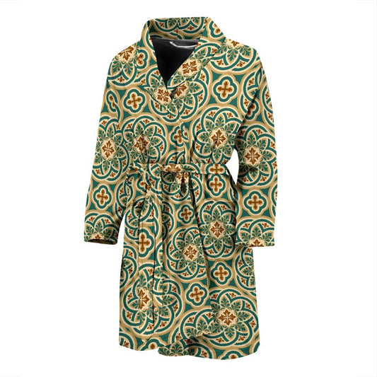 Cross Pattern Print Design 01 Men Bathrobe-JORJUNE.COM