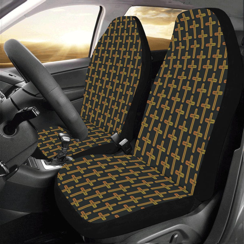 Cross Pattern Print Design 02 Car Seat Covers (Set of 2)-JORJUNE.COM