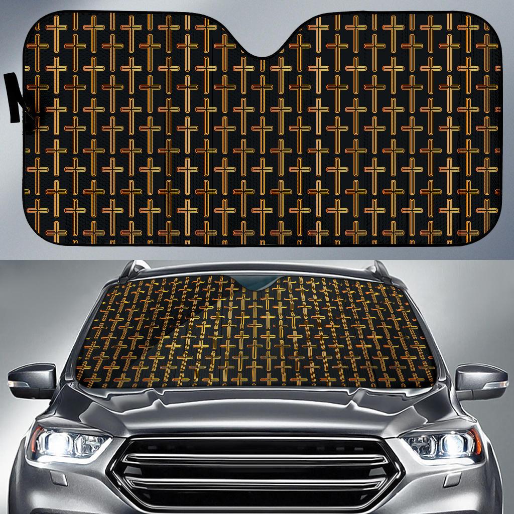 Cross Pattern Print Design 02 Car Sun Shade-JORJUNE.COM
