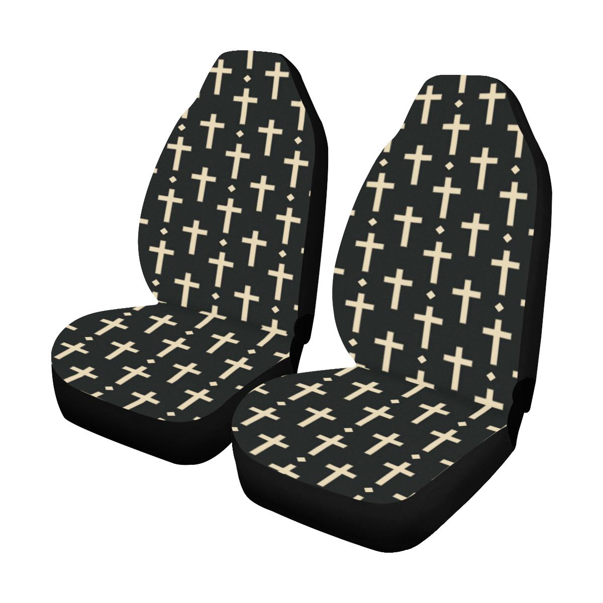 Cross Pattern Print Design 03 Car Seat Covers (Set of 2)-JORJUNE.COM