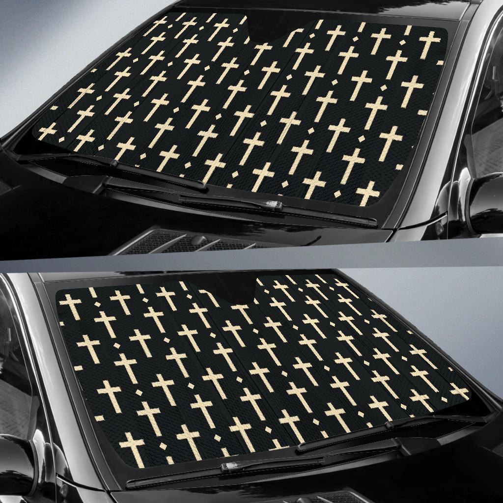 Cross Pattern Print Design 03 Car Sun Shade-JORJUNE.COM