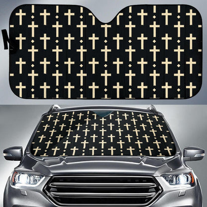 Cross Pattern Print Design 03 Car Sun Shade-JORJUNE.COM