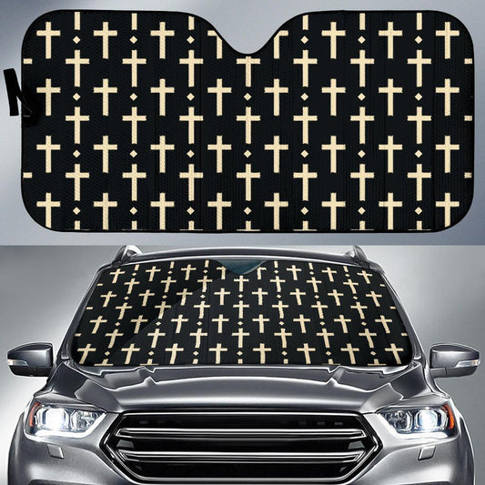 Cross Pattern Print Design 03 Car Sun Shade-JORJUNE.COM