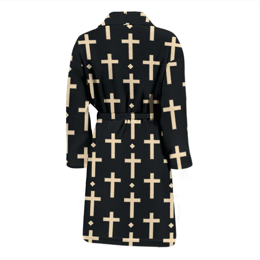 Cross Pattern Print Design 03 Men Bathrobe-JORJUNE.COM