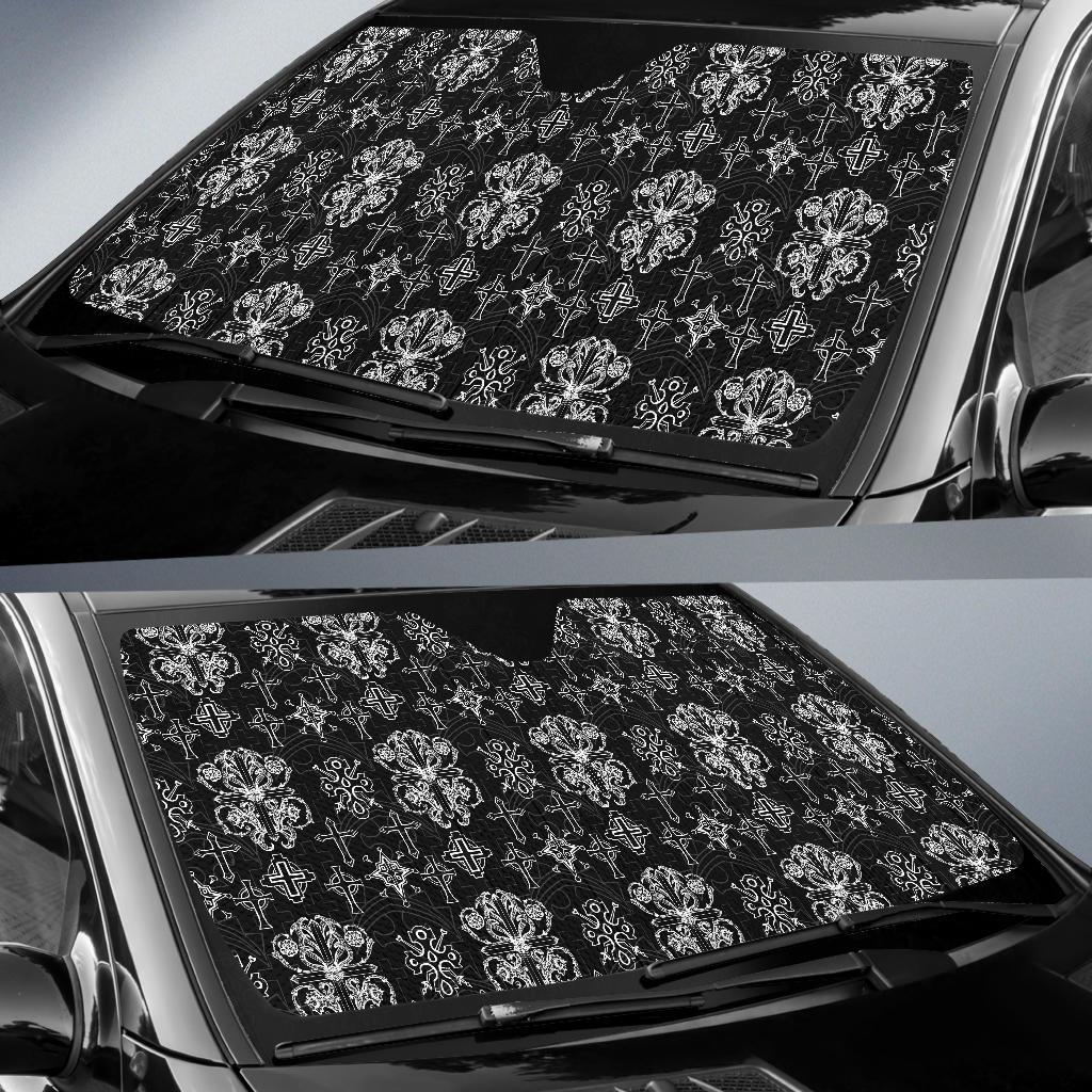 Cross Pattern Print Design 04 Car Sun Shade-JORJUNE.COM