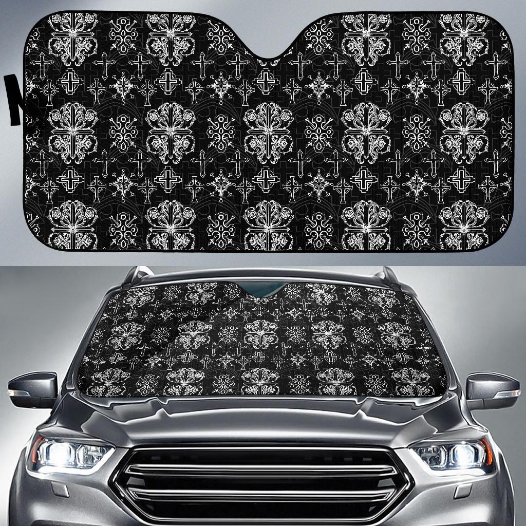 Cross Pattern Print Design 04 Car Sun Shade-JORJUNE.COM