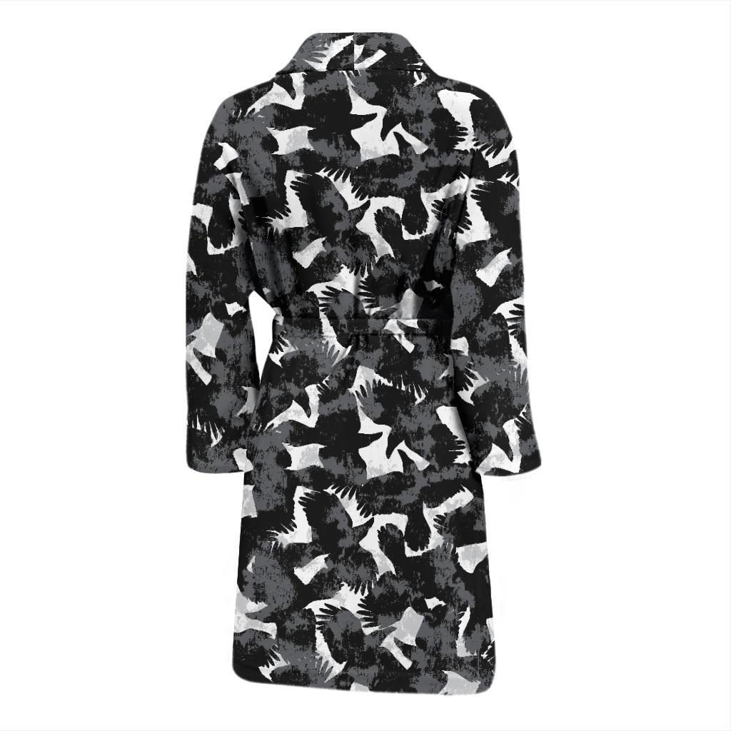 Crow Pattern Print Design 01 Men Bathrobe-JORJUNE.COM