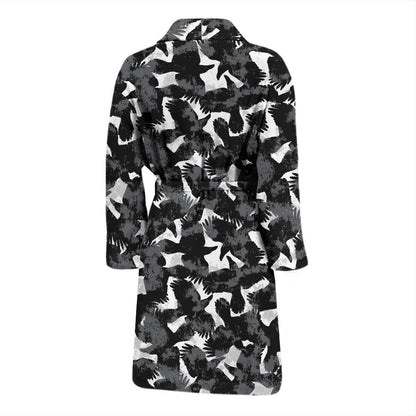 Crow Pattern Print Design 01 Men Bathrobe-JORJUNE.COM