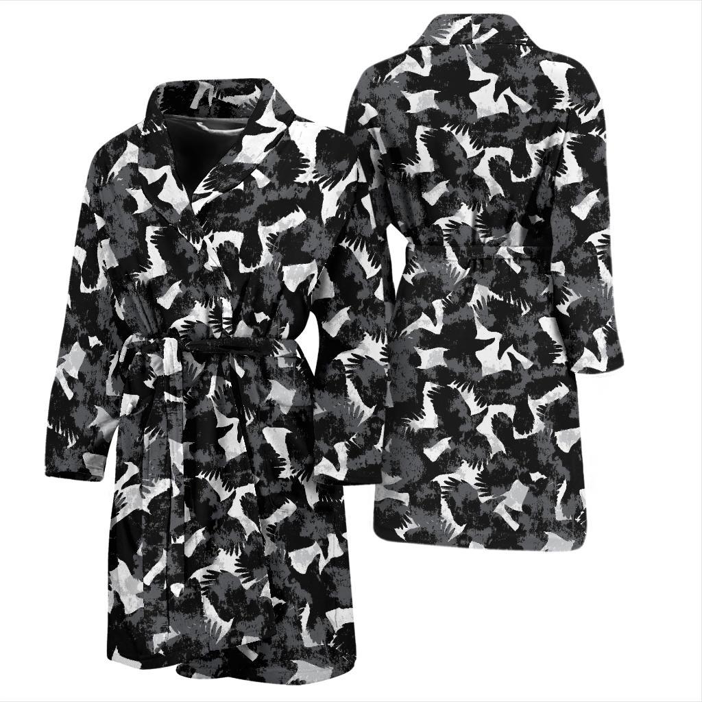 Crow Pattern Print Design 01 Men Bathrobe-JORJUNE.COM